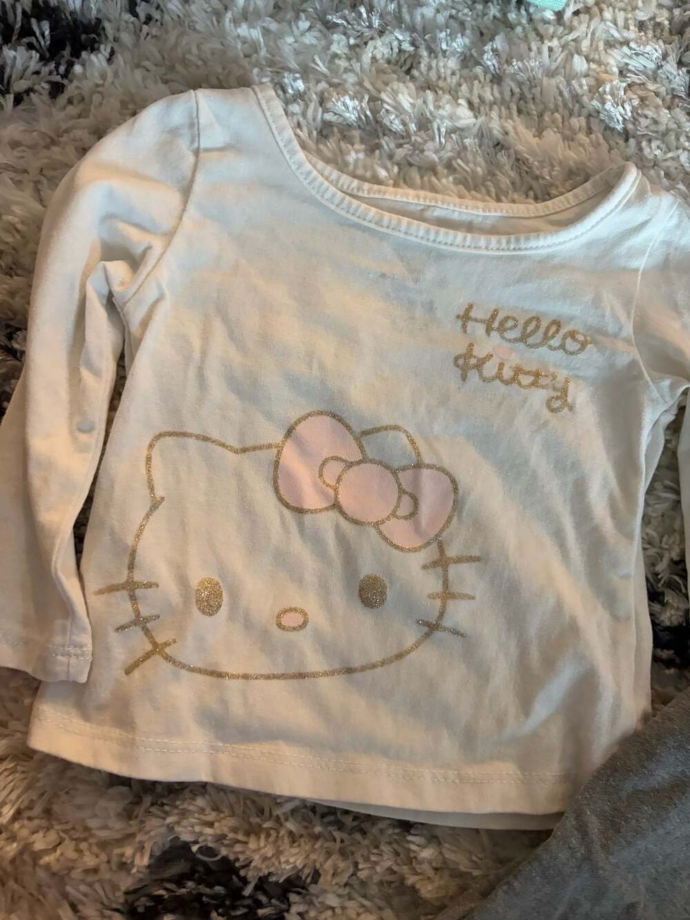 Hello Kitty by Sanrio Girls White and Gray Long Sleeve Top and Leggings Set 18M